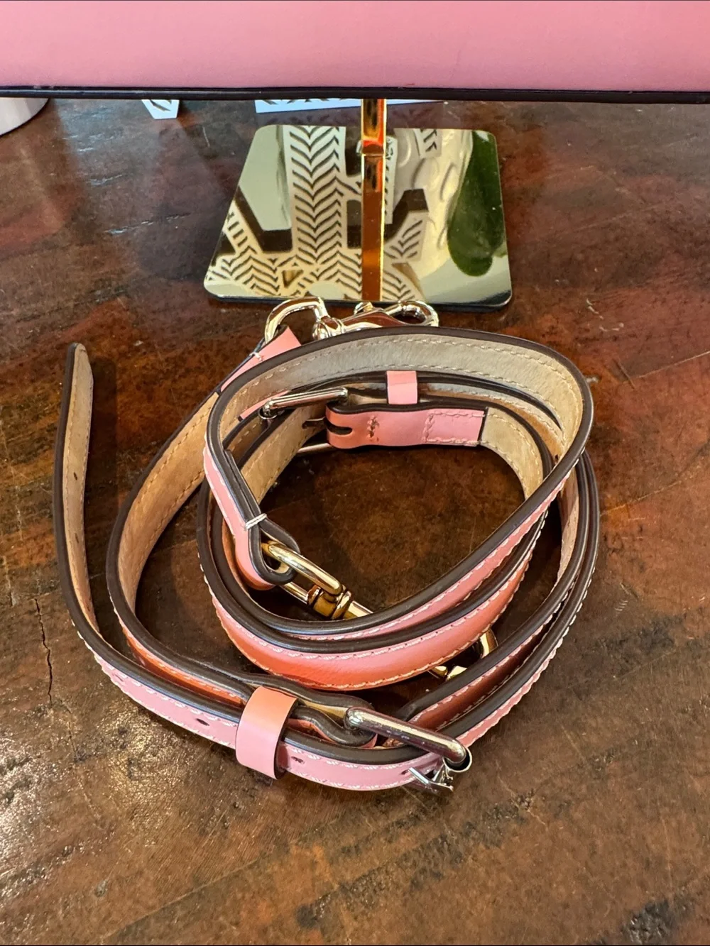 Dooney & Bourke Beacon Woven Embossed Leather Satchel/Crossbody with Pink Trim